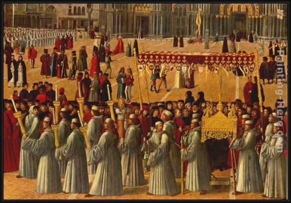 Framed Gentile Bellini procession in piazza s. marco [detail] painting